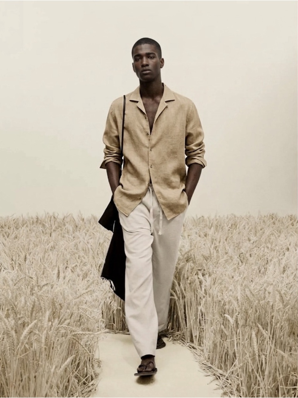 Massimo Dutti Tan casual Linen Button-Down Shirt Limited edition